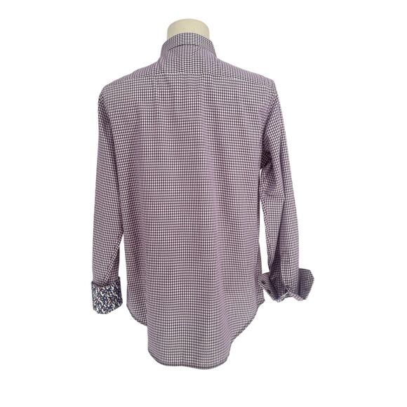 Robert Graham Woven Button Front Long Sleeve Casual Shirt Purple White Check M - Picture 2 of 9
